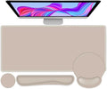 4 PCS Mouse Pad Desk Mat Protector Keyboard Wrist Rest + Comfortable Mouse Pad Wrist Rest +Coaster Large Gaming Mousepad for Computer Laptop 35.4X 15.7 Deskpad for Office Home I Apricot