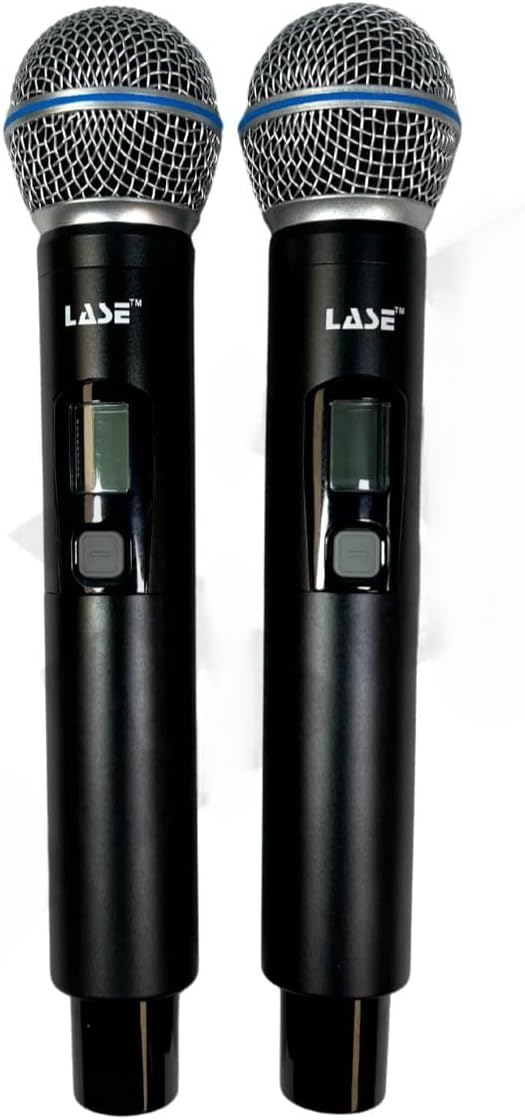 LASE 200-Channel Wireless Microphones System Dual UHF Metal Cordless Mic Set