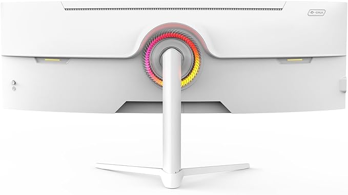 CRUA 49 White Curved Monitor | DQHD(5120 * 1440) 120Hz 1500R 32:9 AMD FreeSync 120% sRGB Height Adjustable Ultra-Wide Screen Computer Monitors HDMI 2.1 &amp DP 1.4 Wall Mount Install