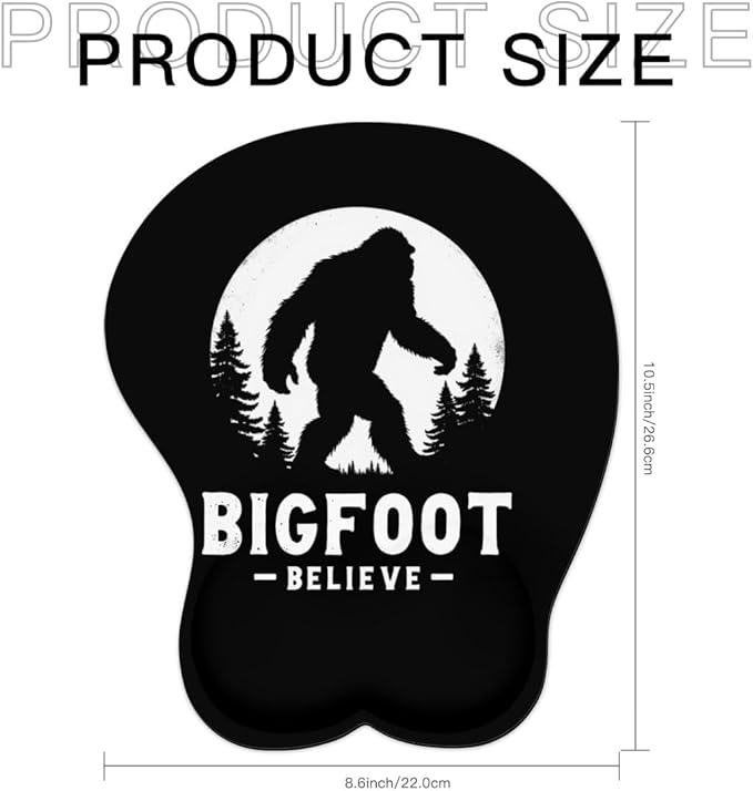 Mousepad Bigfoot Believe Forest Moon Sasquatch Ergonomic Wrist Support Non-Slip Base Mouse Mat with Wrist Rest Computer Mousemat for Desk Work Accessories Pad
