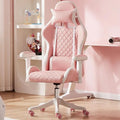 Computer Chair Chairs Pink Gaming Chair Ergonomic Leather Chair Girls Home Office Comfortable Game Swivel Chair Gamer Live Computer Chair(A+No Pedal)