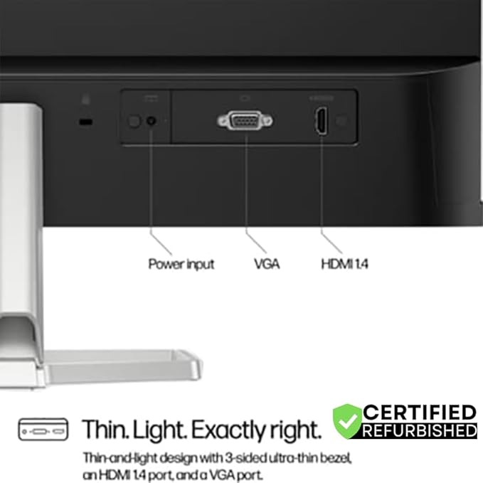 HP 94C17AA#ABA 524sf Series 5 24 inch FHD 100Hz 1500:1 5ms IPS Monitor Black/Silver (Renewed) Bundle with 2 YR CPS Enhanced Protection Pack