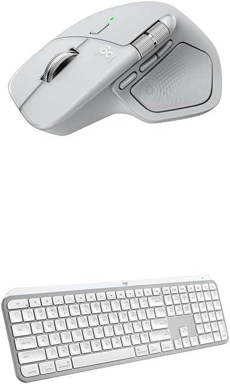 Logitech MX Master 4 for Mac Ergonomic Wireless Bluetooth Mouse with Haptic Feedback + MX Keys S for Mac Wireless Bluetooth Keyboard with Backlit Low Profile Keys - USB-C MacOS iPad OS-White Silver