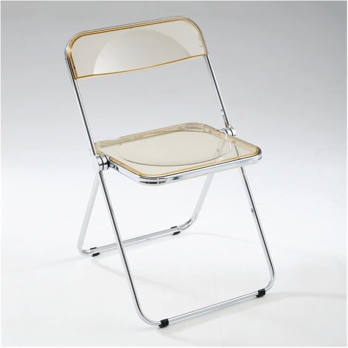 Adjustable Office Computer Chair with Armrest Dining Chairs Kitchen Folding Backrest Home Chair Transparent Furniture(Amber)