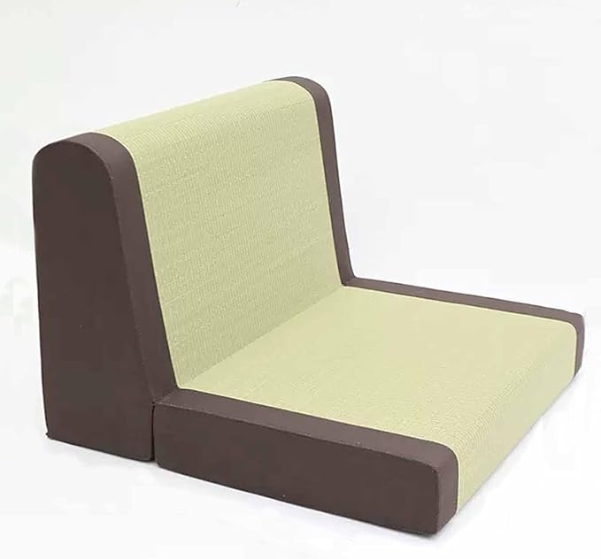BTZHY Floor Chair Ground Row Chair Grass Back Chair Tatami Chair Lazy Low Sofa Japanese Ground Row Chair Foldable Low Chair(CurrySmall)