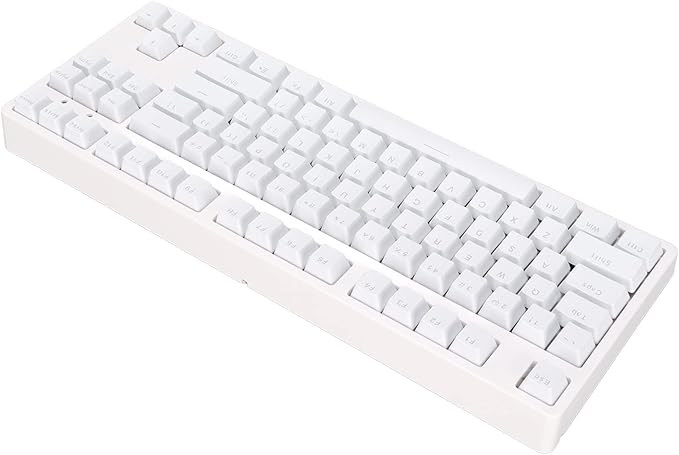 Gaming Keyboard Wired 87 Keys Ergonomic Computer Keyboard Type C Wired Mechanical Keyboard with Dye Sublimation Keycap for Home Office Gaming (White)