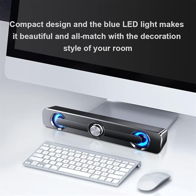 Computer Speaker 3W Wired Powerful Bar Stereo Subwoofer Bass Speaker Surround Sound Box for PC Laptop(OneColor)