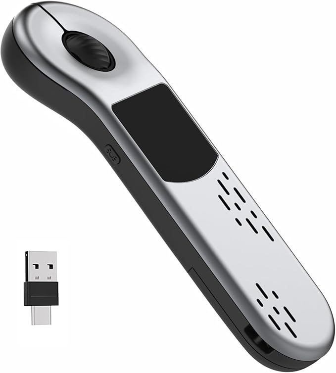 Air Mouse for PC/iOS/Android with Touchpad Bluetooth 2.4G Remote Control for PowerPoint/Keynote/Tiktok/Camera/Kindle App Rechargeable Wireless Presentation for PPT Pointer (Silver)