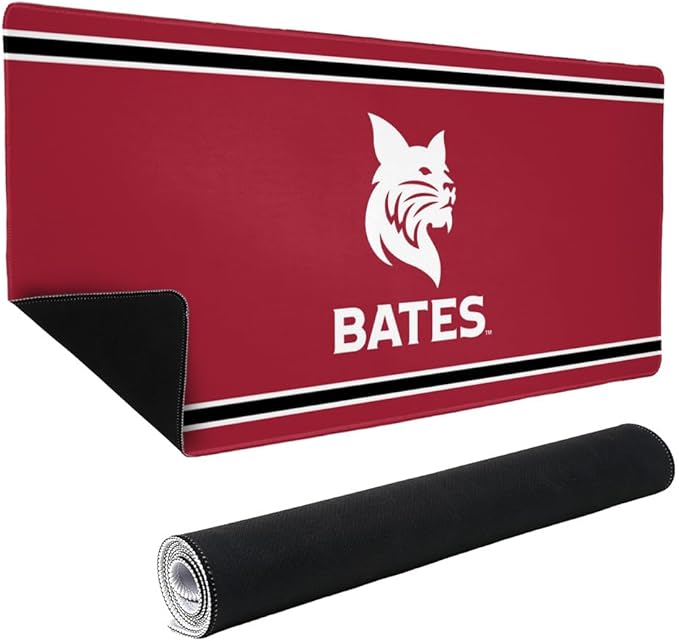 Bates College Bobcats Primary Logo Stripes Large Gaming Mouse Pad Desk Mat with Stitched Edges Non-Slip Base for Gamer Home and Office 31.5 x 15.7