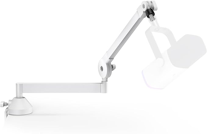 InnoGear Low Profile Mic Arm 360° Rotatable Microphone Boom Arm Mic Stand for Fifine AM8 K669B Blue Yeti HyperX QuadCast SoloCast AT2020 with Mic Clip 3/8 to 5/8 3/8 to 1/4 Adapter White