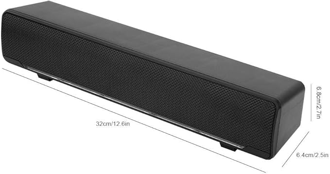 Bewinner USB Wired Soundbar 3.5mm Stereo Soundbar Music Player Bass Surround Sound Box for Desktop Laptop TV Smartphone Tablet PC MP3 MP4 Portable Subwoofer Home Audio Speakers(Black)