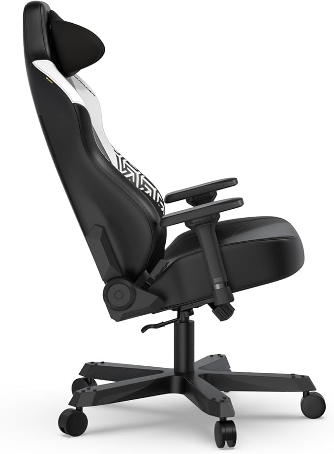 DXRacer Tank XXL Ergonomic Video Gaming Chair for Adults Office Reclining Computer Chair with Magnetic Head Pillow and Lumbar Support Racing Style Height Adjustable (EPU Leatherette Black White)