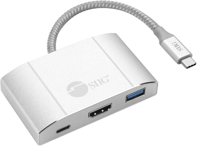 SIIG USB-C Hub with 4K 30hz HDMI 85W Laptop Charging and 3X USB 3.1 Gen 1 Type A Ports - 5-in-1 Video Adapter Docking Station - for MacBook Pro Surface Pro 6/7 and USB-C Laptops (JU-H30612-S2)