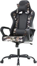 Ergonomic High-Back Racing Ergonomic PC &amp Racing Game Chair Soft Padded Pu Leather Highly Comfortable 300 Lb Gaming Chair Adjustable Height Professional Oversize Dimension Cushion Included Camouf