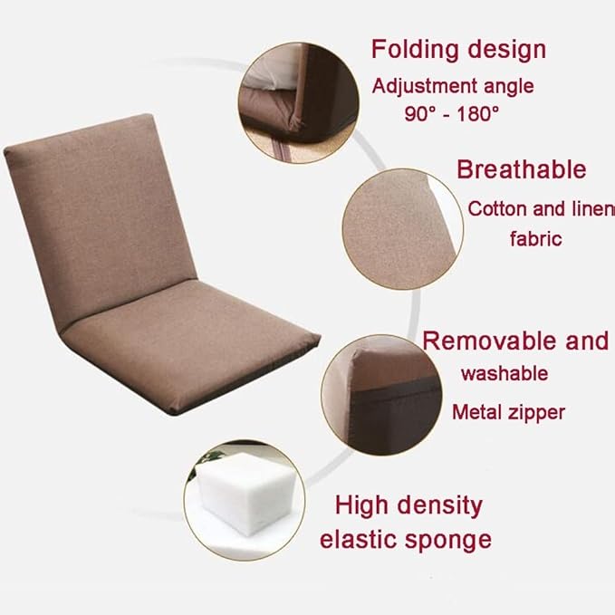 Floor Chair Floor ChairHome Folding Padded Gaming Chair Adjustable Backrest Meditation Chair Floor Seating with Metal Zipper for Bedroom Balcony Colour (Color : Green) Red