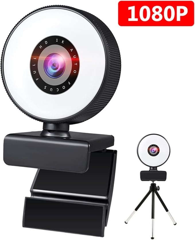 Webcam 4K Mini Web Camera for PC Computer Laptop with Microphone Auto Focus Light Video Webcam 1080P 2K Live Web Cam Accessories for Business Meetings (1080P (with Tripod))