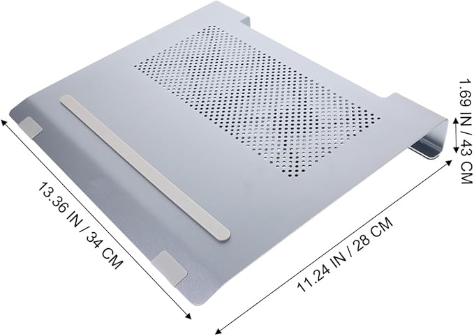 Laptop Cooler Cooling Pad with LED Fan Aluminum Alloy Stand for Laptops to 17.3 Inch USB Quiet Notebook Cooler Ventilated Base in Gray for Home and Office Use