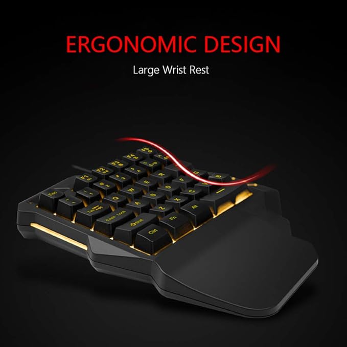 RedThunder One-Handed RGB Gaming Keyboard and Mouse Combo 35 Keys Mini Gaming Keypad 6400 DPI Mouse Portable Game Controller for PC Gamer