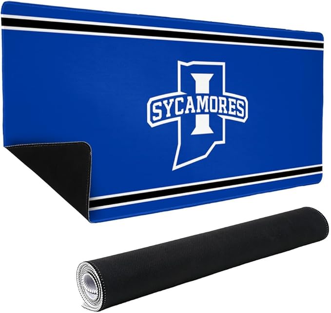 Indiana State University Sycamores Primary Logo Stripes Large Gaming Mouse Pad Desk Mat with Stitched Edges Non-Slip Base for Gamer Home and Office 31.5 x 15.7
