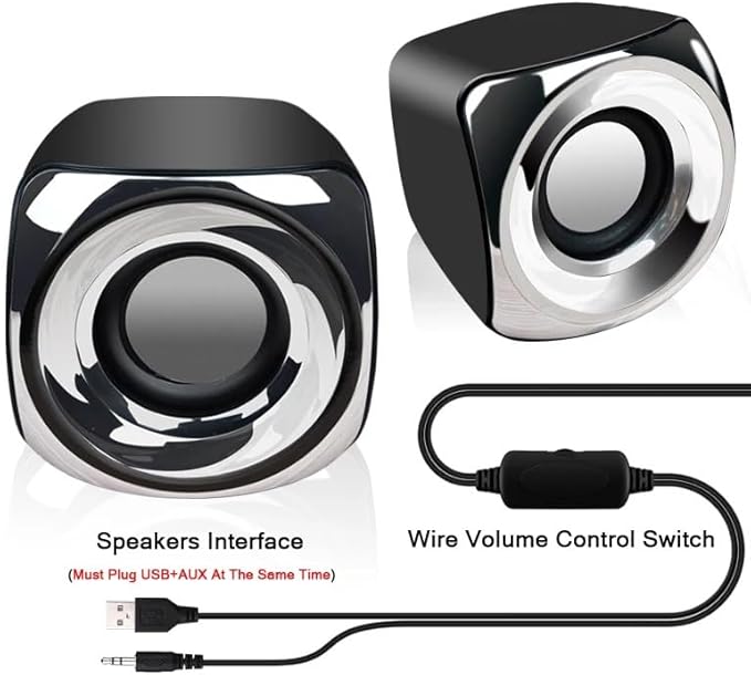 Computer Speakers Powered Wired 1 Pair Bass Stereo for Laptop Desktop Phone Powerful Loudspeaker