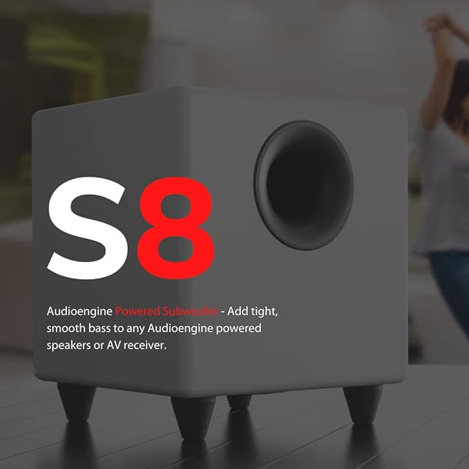 Audioengine A1 60W Bluetooth Computer Speakers with Subwoofer White S8