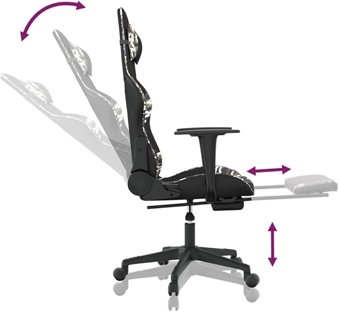 Massage Gaming Chair with Footrest Black&ampCamouflage Faux Leather