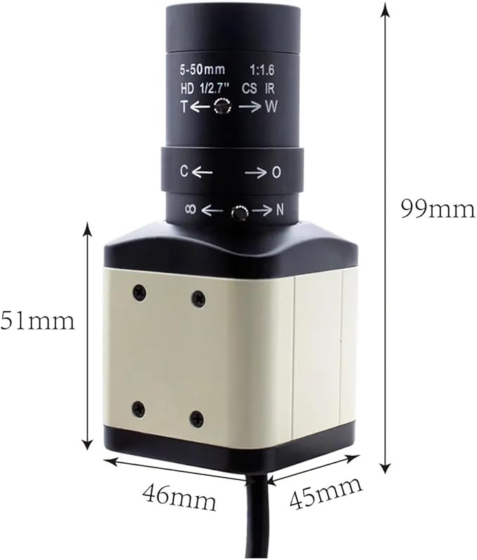 8MP Mini Industrial Camera HD 50mm Manual Zoom CS Lens Indoor Live Streaming Video Home Security Surveillance