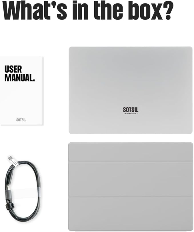 SOTSU UltraSlim 12.5 Gen2 Touch Screen | Ultra-Thin Lightweight Aluminum Design | FHD 1920x1080 IPS | 5W Power Efficient | Glass Cover | Compatible with Laptop Phone &amp DeX | Travel &amp Remote