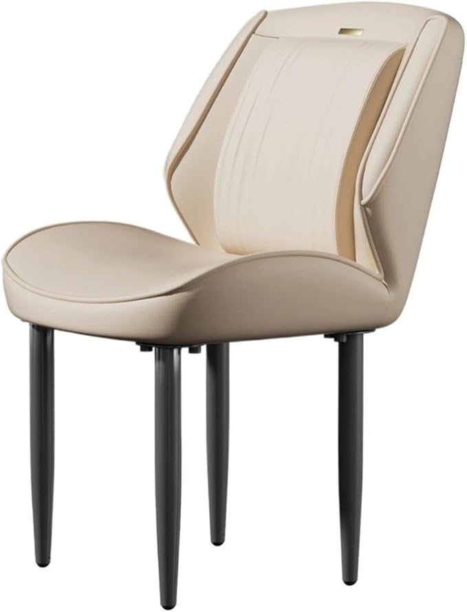 Adjustable Office Computer Chair with Armrest 1pcs No Armrests Leather Padded Seat Dining Chair for Living Room Kitchen Restaurant(Light Khaki)