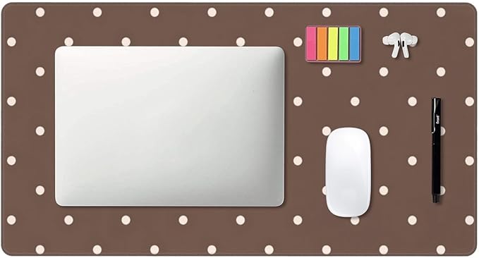 Brown and White Polka Desk Cover MatExtended Large Mouse PadComputer Laptop Mat Desk Decor for Office Game Home 30x16 Inch