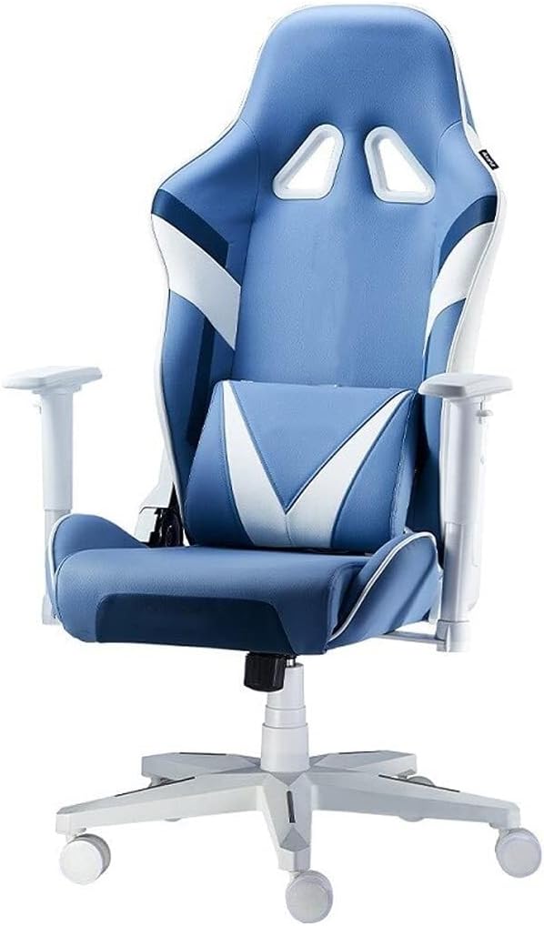 Ergonomic Gaming Chair with Recliner Massage Lumbar Support Adjustable Swivel PU Leather Desk Chair Blue