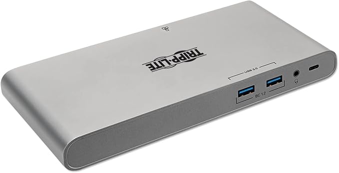 New! Tripp Lite USB C Docking Station w/ USB-A Hub USB Type C HDMI VGA DP Gbe Gigabit Ethernet PD Charging 4K@ 30Hz Portable Thunderbolt 3 Silver (U442-DOCK4-S)