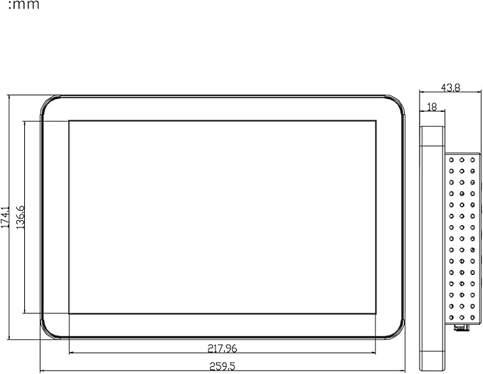 GreenTouch 10.1 Inch Desktop Wall Mountable Multi PCAP Touch Screen Monitor - HDMI/VGA/DVI Input1280 * 800 Resolution Display