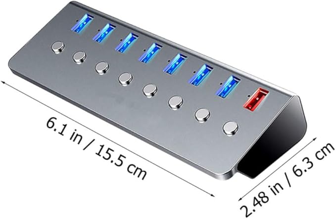HOMSFOU 7-Port USB Hub Splitter 3.0 Independent Control USB Extender for Laptops and PCs Portable for Charging and Data Transfer