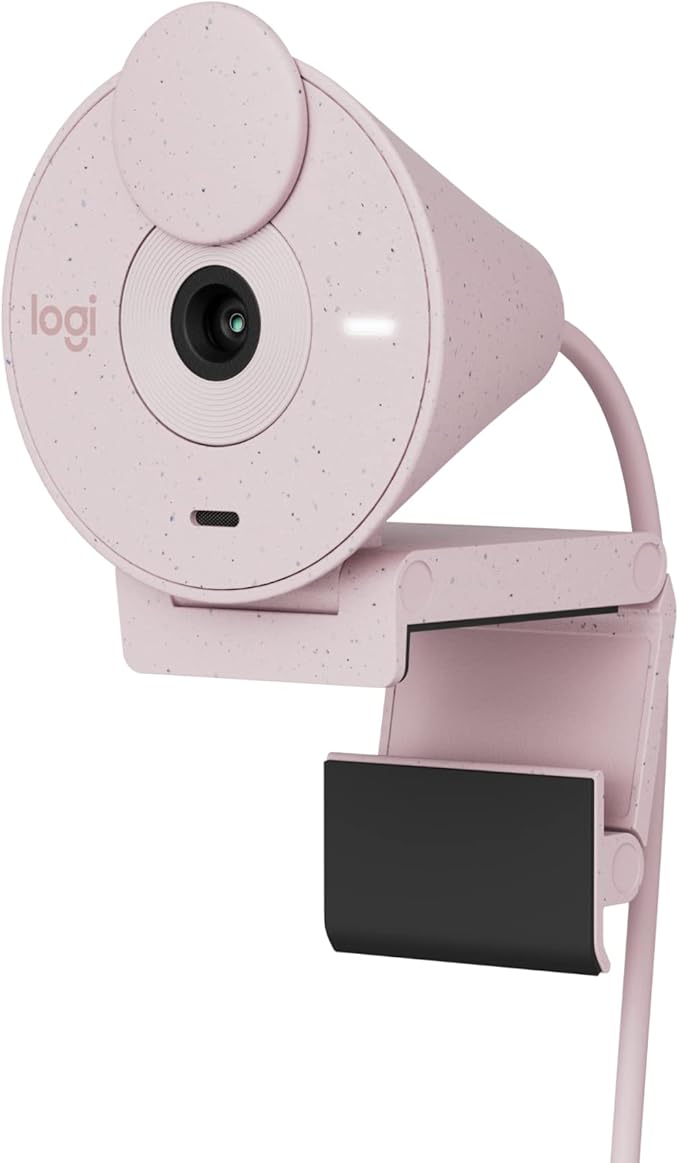 Logitech Brio 300 Full HD Webcam auto Light Correction Noise reducing mic Privacy Shutter USB-C Works with Microsoft Teams Google Meet Zoom for Streaming and Video Calling - Rose