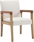 Adjustable Office Computer Chair with Armrest 1pcs Modern Style Linen White Upholstered Solid Wood Dining Chairs with Armrests