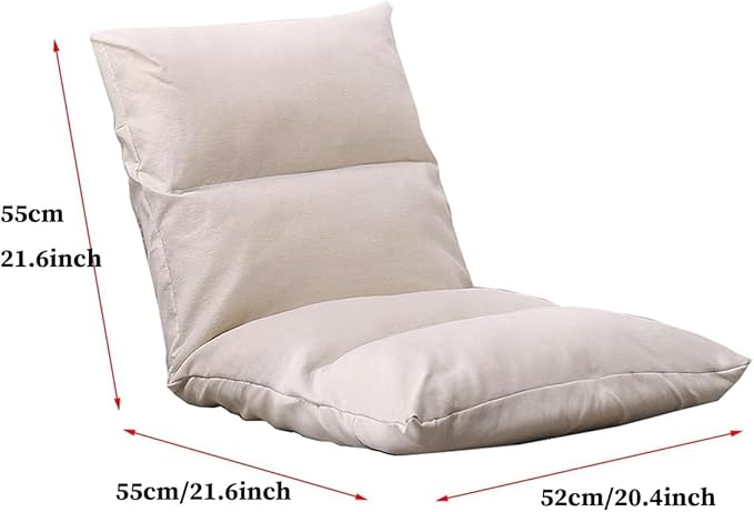 ELEFOCUS Folding Floor Gaming Chair 6-Poistion Adjustable Linen Floor Lazy Sofa Chair for Adults Foldable Sleeper Bed Couch Recliner(/Beige)