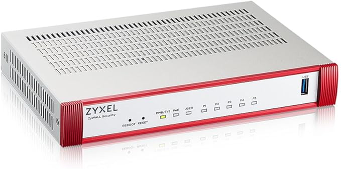 Zyxel USGFLEX50HP Cyber Security Firewall | 2 Gbps Up to 25 Users | 1-Year UTM Security Pack | 5X Gigabit Ports (1 PoE+ 30W) | IPSec/SSL VPN IPS Anti-Malware UTM | Nebula Cloud | Fanless