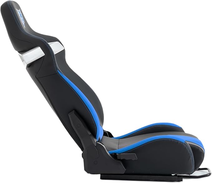 Universal PVC Bucket Racing Seat with Adjustable Slide &amp Reclining Backrest – Compatible with Fanatec Thrustmaster Logitech Moza for PS5 PS4 Xbox PC
