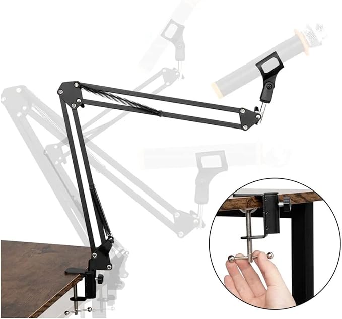 StreamEye BOOMARM1 Boom Arm Mic Stand with Desktop Mount (Three-Pack) Detachable Clips Professional Grade XLR Cables Microphone Pop Filters and Cable Ties