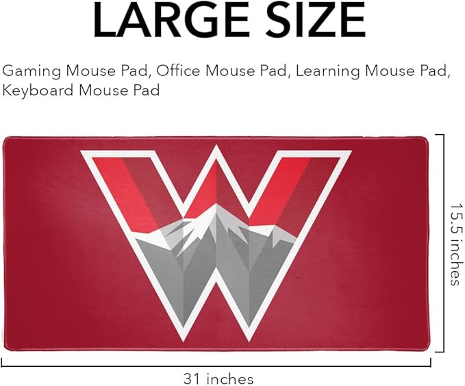 Western Colorado University Primary Logo Large Gaming Mouse Pad Desk Mat with Stitched Edges Non-Slip Base for Gamer Home and Office 31.5 x 15.7