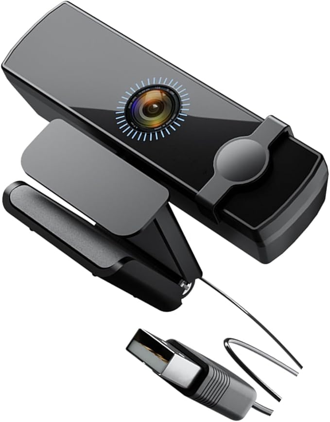 Facials Recognition Webcam 1080P Auto Focuses 120° Wide Angled USB Camera with 360 Rotations Builts in Noise Reductions Mics Plugs and Play Webcam for Video Conferencing
