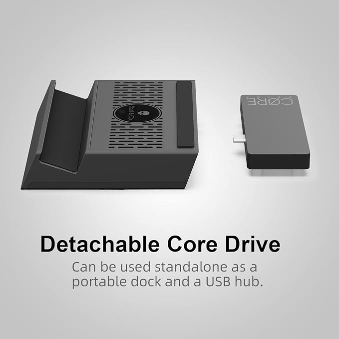 Skull &amp Co. x Savage Raven SteamDock PRO: A Compact and Portable Dock with Detachable USB Hub HDMI TV Adapter for Steam Deck ROG Ally &amp Other Devices (for Switch OLED Smartphone Laptop) - Bl