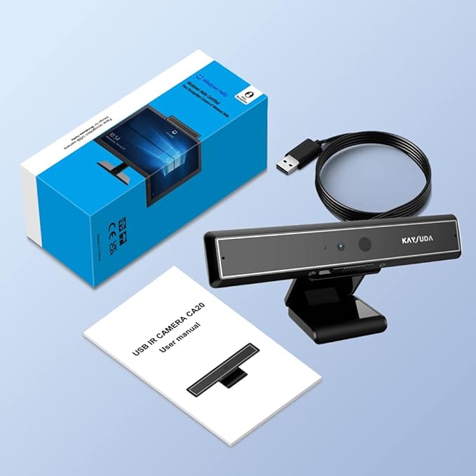 CA20 Face Recognition USB IR Camera for Windows Hello Windows 11 Web Camera Up to 1080P (Entry Level) with Dual Omnidirectional Microphone for Video Conference and Home Office
