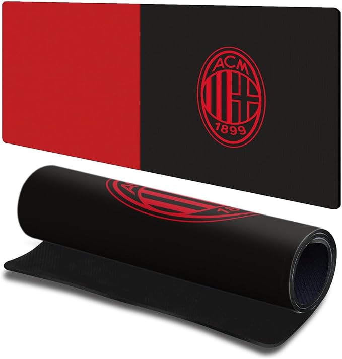 Head Case Designs Officially Licensed AC Milan Red &amp Black Crest Logo 23.62 x 11.81 x 0.12 inches (600 x 300 mm) - L Gaming Office Desk PC Keyboard Mouse Mat Pad