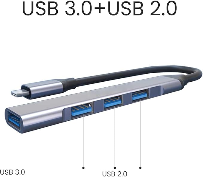 USB C Adapter 4-in-1 Hub USB-A USB Splitter Compatible with Samsung Galaxy Z Flip7/Z Flip7 FE