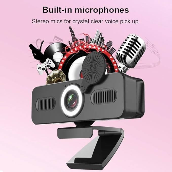 Webcam 4k Webcam 1080P Web Camera with Microphone Web Cam for PC Computer Laptop Video with Webcam Cover(2k)