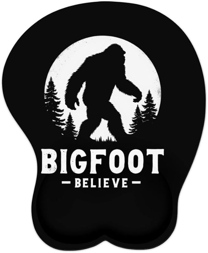 Mousepad Bigfoot Believe Forest Moon Sasquatch Ergonomic Wrist Support Non-Slip Base Mouse Mat with Wrist Rest Computer Mousemat for Desk Work Accessories Pad