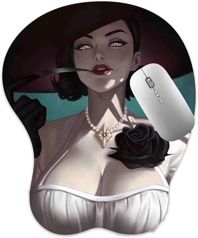 3D Mouse Pad Oppai Mousepad with Soft Gel Wrist Rest Anime Manga Gaming Boob pad Anti-Slip Mouse Mat （Dimitresc）