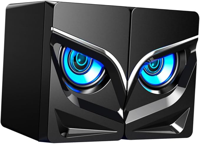 Gatuida 2pcs USB Desktop Computer Speakers with Colorful Lighting Wired Subwoofer Loudspeaker Box for Home Office Gaming Compact Non-Slip Design Compatible with Laptop Phone